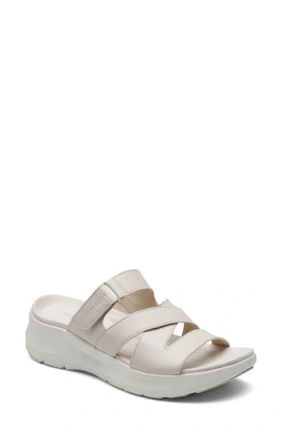 Rockport Qwyn Wedge Sandal In Ivory Leather