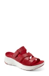 Rockport Women's Qwyn Slip-on Strappy Casual Wedge Sandals In Medium Red