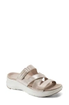 Rockport Women's Qwyn Slip-on Strappy Casual Wedge Sandals In Silver