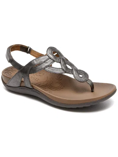 Rockport Ramona Womens Ankle Slip On Flat Sandals In Silver
