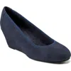 Rockport Rita Womens Solid Man Made Wedge Heels In Navy Suede