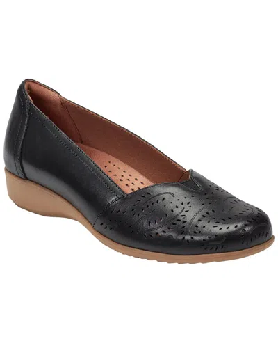 Rockport Rozie Leather Ballet Wedge In Black