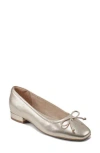 Rockport Womens Bow Leather Ballet Flats In Gold