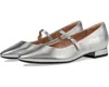 Rockport Taren Dress Flats Women's 9 Silver Leather Pointed Toe Slip-on Zpo898 In Silver