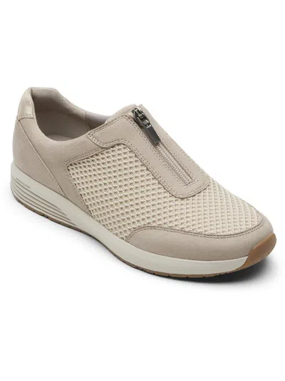 Rockport Tru Stride Center Zip Womens Mesh Slip-resistant Casual And Fashion Sneakers In White