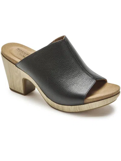 Rockport Vivianne Womens Leather Slip On Slide Sandals In Black