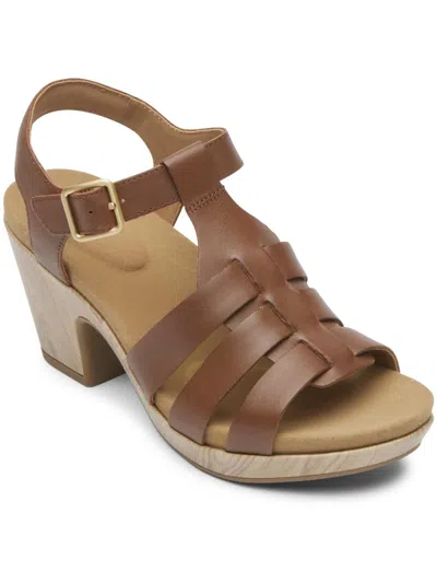 Rockport Vivianne Woven Womens Faux Leather Dressy Strappy Sandals In Brown