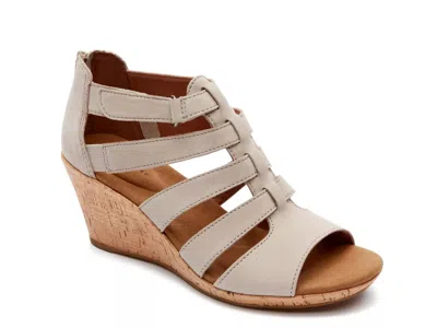 Rockport Wide Width Briah Gladiator Wedge Sandal In Brown