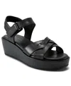 Rockport Women's Amira Strappy Open Toe Casual Wedge Sandals In Black Leather