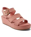 Rockport Women's Anala Strappy Open Toe Casual Wedge Sandals In Dusty Rose Leather