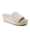Rockport Women's Aubriella Slide Slip-on Wedge Sandals In Sand Linen