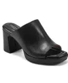 Rockport Aurielia Block Heel Slide Sandal In Black Leather