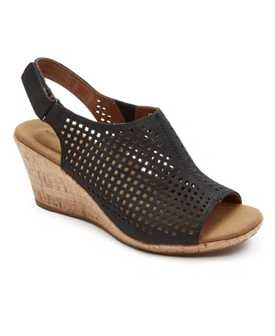 ROCKPORT WOMEN'S BRIAH PERF SLING WEDGE SANDALS