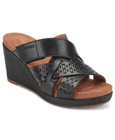 Rockport Britta Platform Wedge Slide Sandal In Black