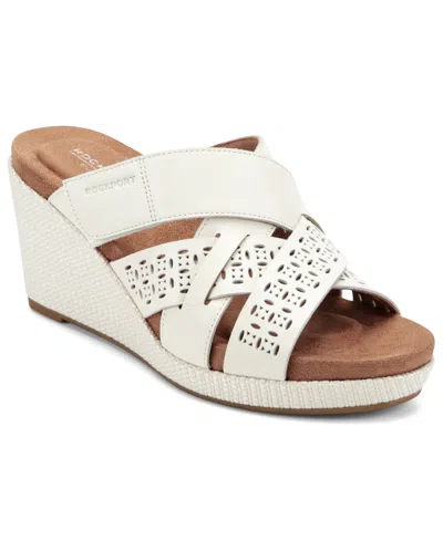 Rockport Britta Platform Wedge Slide Sandal In White