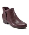 Rockport Women's Carly Side Zip Casual Ankle Booties In Dark Red Leather