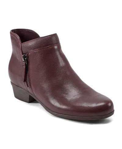 Rockport Women's Carly Side Zip Casual Ankle Booties In Red