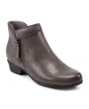 Rockport Women's Carly Side Zip Casual Ankle Booties In Gray Leather