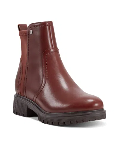 Rockport Women's Isalina Waterproof Lug-sole Casual Booties In Medium Brown Leather