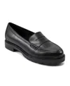 Rockport Women's Kacey Penny Casual Slip-on Loafers In Black Leather