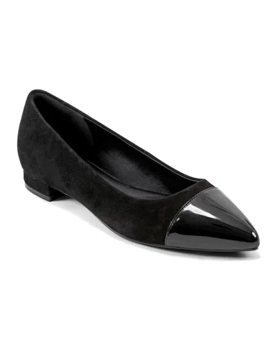 Rockport Women's Kenzie Total Motion Pointy Toe Dress Flats In Black Suede Multi