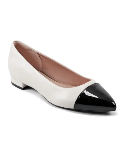 Rockport Women's Kenzie Total Motion Pointy Toe Dress Flats In Cream Leather Multi