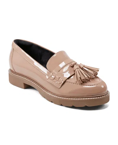 Rockport Women's Kiara Slip-on Almond Toe Casual Loafers In Medium Natural Patent