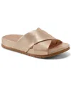 Rockport Women's Leia Open Toe Casual Flat Sandals In Gold Leather