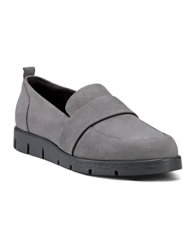 Rockport Women's Ramone Casual Slip-on Almond Toe Shoes In Gray Nubuck