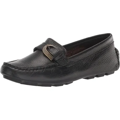 Rockport Women's  Bayview Rib Loafer Black Leather Slip On Flats Htat251