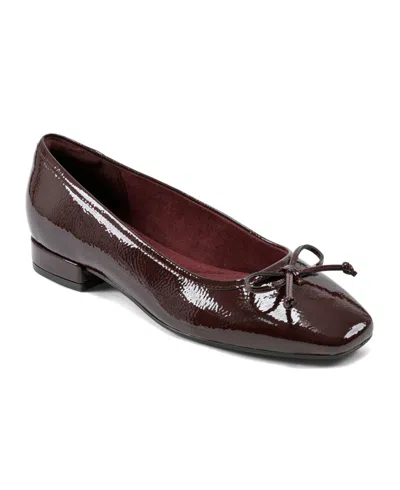 Rockport Women's Sadie Square Toe Slip-on Ballet Dress Flats In Cranberry Patent