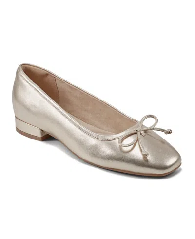 Rockport Women's Sadie Square Toe Slip-on Ballet Dress Flats In Gold