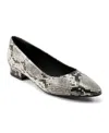 Rockport Women's Tessa Total Motion Pointy Toe Dress Flats In Black,white Snake Multi