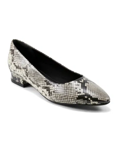Rockport Women's Tessa Total Motion Pointy Toe Dress Flats In Black,white Snake Multi