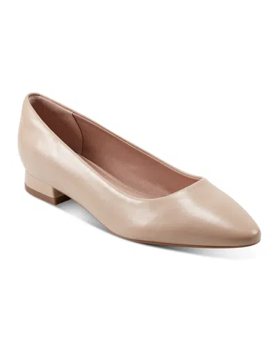 Rockport Women's Tessa Total Motion Pointy Toe Dress Flats In Light Natural Leather