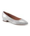 Rockport Women's Tessa Total Motion Pointy Toe Dress Flats In Silver Leather