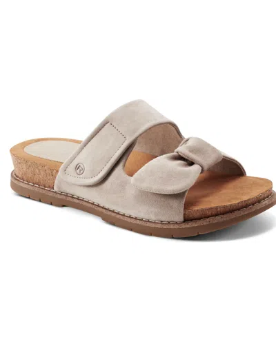 Rockport Women's Zova Open Toe Casual Flat Sandals In Taupe Suede