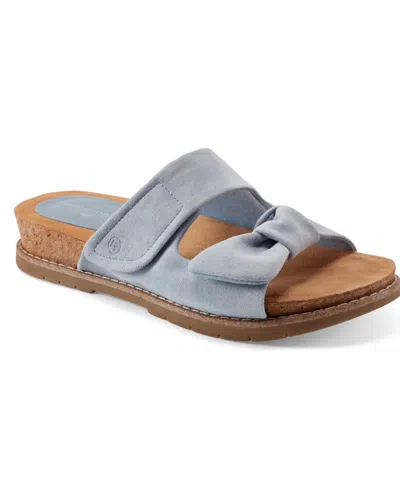 Rockport Women's Zova Slip-on Casual Flat Sandals In Blue Suede