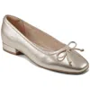 Rockport Womens Bow Leather Ballet Flats In Gold
