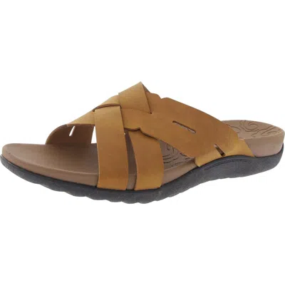 Rockport Womens Criss-cross Faux Leather Slide Sandals In Multi