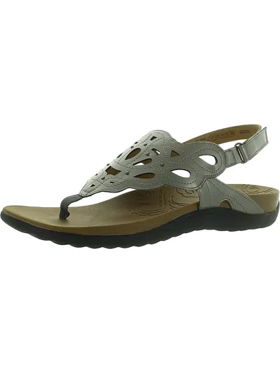 Rockport Womens Faux Leather Adjustable Thong Sandals In Grey
