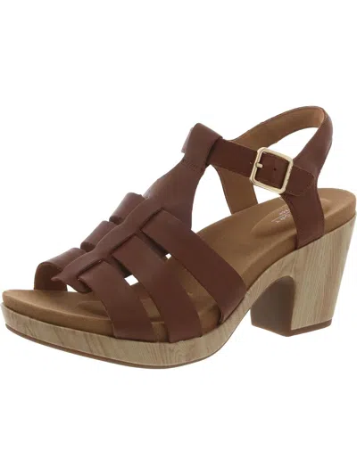 Rockport Womens Faux Leather Almond Toe Block Heel In Brown