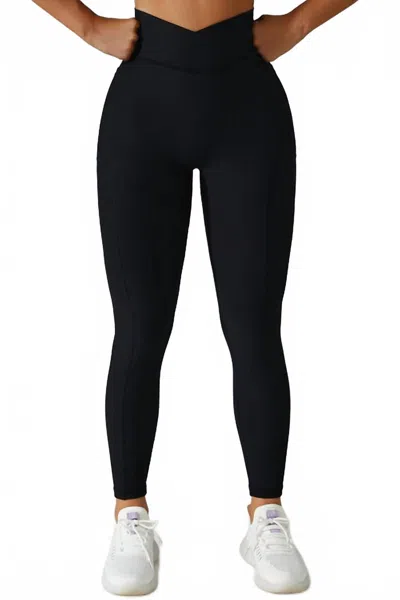 Rockstar Peach Body Pocket Leggings In Black