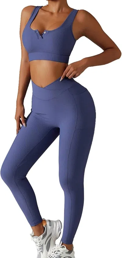 Rockstar Peach Body Pocket Leggings In Blue