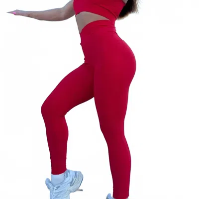 Rockstar Peach Body Pocket Leggings In Red