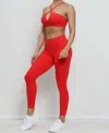 Rockstar Peach Pull On V Back Leggings In Red In Red