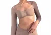 Rockstar Peach Sophie Long Sleeve Crop Top In Brown In Neutral