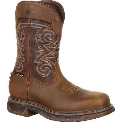Pre-owned Rocky Iron Skull Composite Toe Waterproof Western Boot In Brown