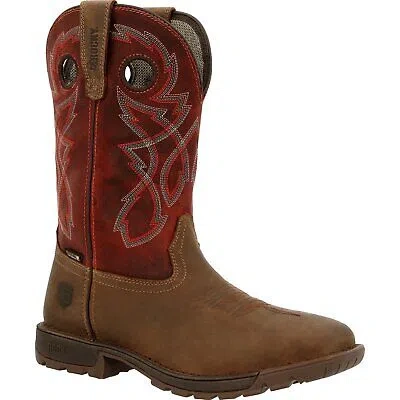 Pre-owned Rocky Legacy 32 Steel Toe Waterproof Western Boot In Tan Red