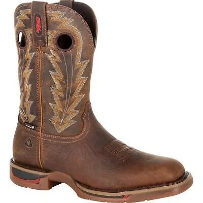 Pre-owned Rocky Long Range 11" Waterproof Western Boot In Brown